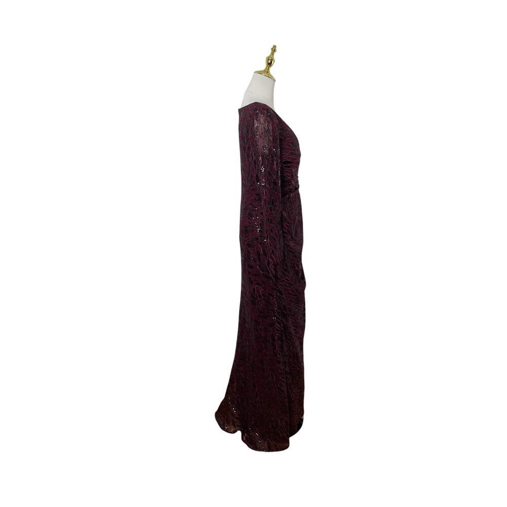Mac Duggal 12412 Garnet Sequin Embroidered Lace Slit Gown Size 8 $698 - Picture 5 of 7
